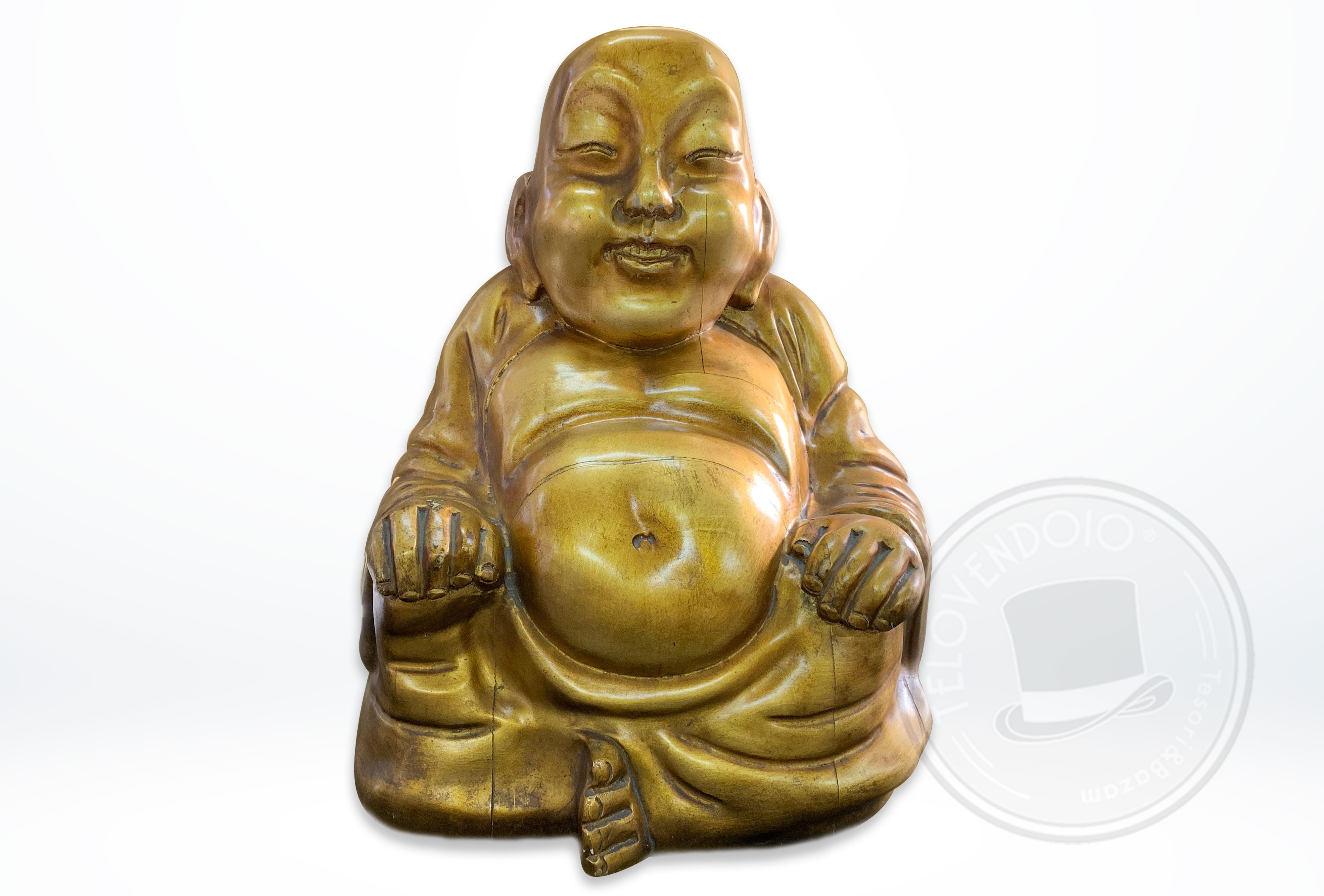 statua in legno buddha budda felice happy etnico 
