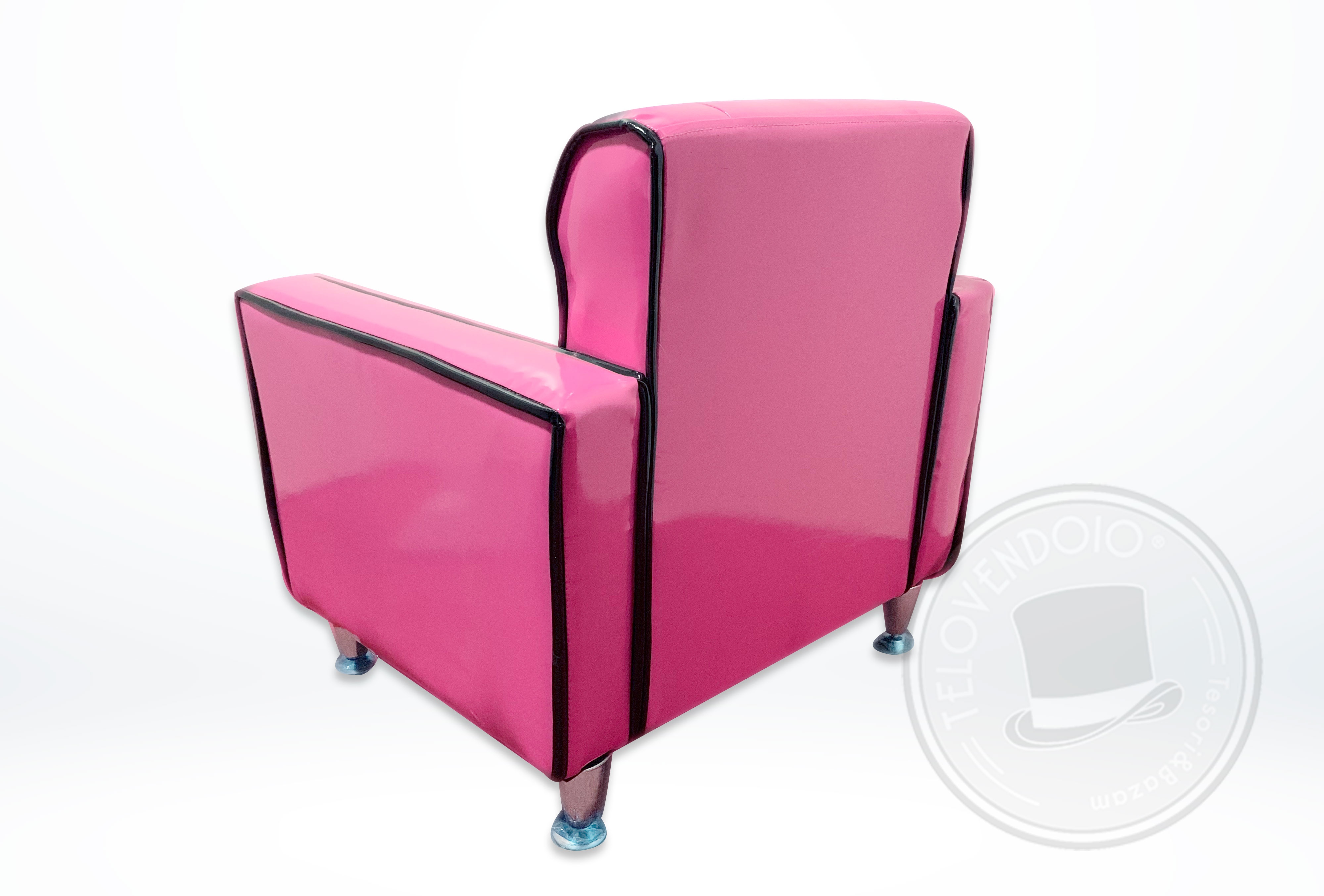 Poltrona sedia poltroncina rosa bimba con fiocchetti laterali tessuto in  cotone