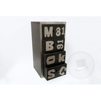 Cassettiera moderna con lettere 4 cassetti