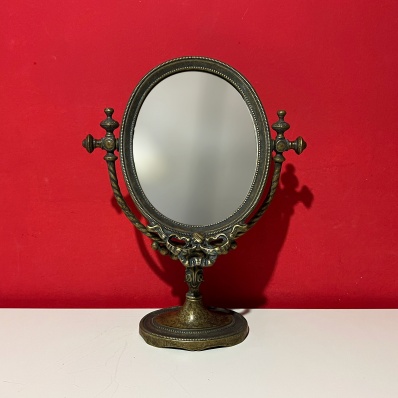 Specchio da tavolo in ottone stile impero